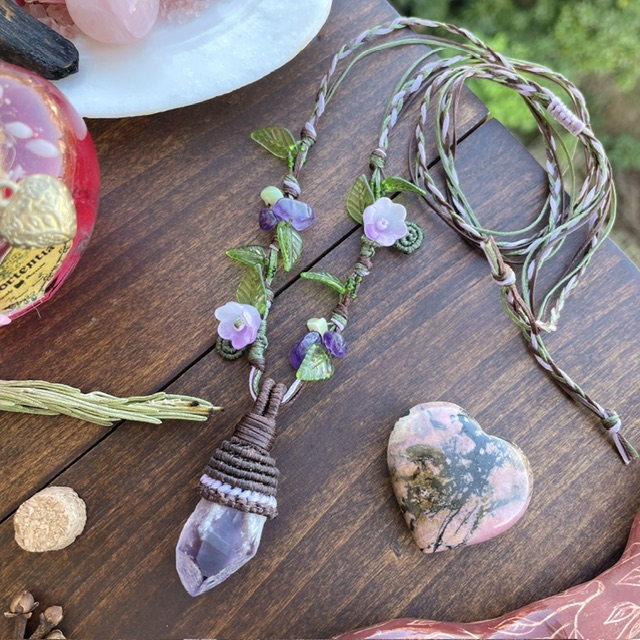 گردنبند بافت سنگ آمیتیست